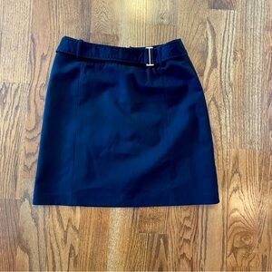 Black Mini Skirt with Silver Buckle And Belt Size 4 Polyester